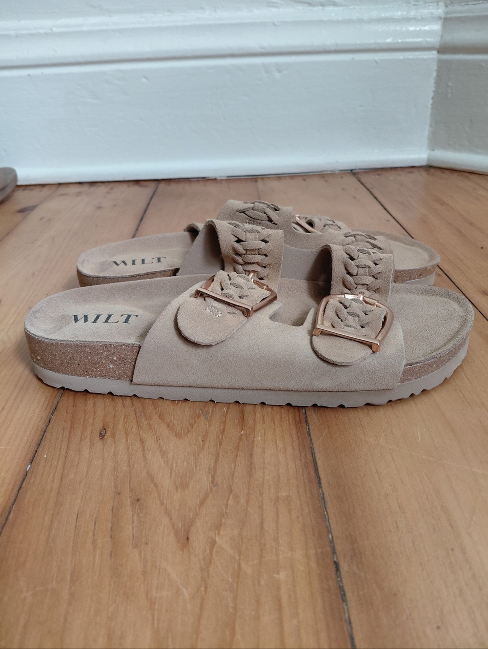 Wilt Tan Sandals with Gold Buckles Suede - Picture 4 of 8